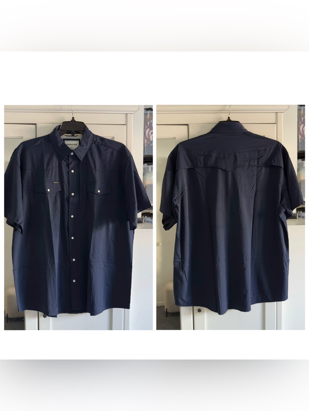 Poncho The Del Mar Short Sleeve shirt in Navy Men's Size XL Regular Fit